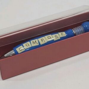 Hasbro Scrabble Game Compose Tiles Novelty Balloon Ballpoint Pen 2014 Black Ink
